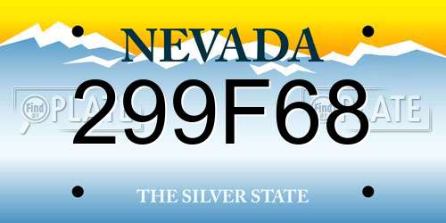 299F68 Nevada License Plate