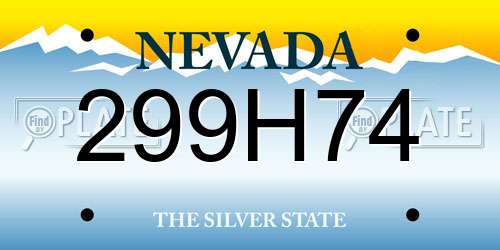 299H74 Nevada License Plate