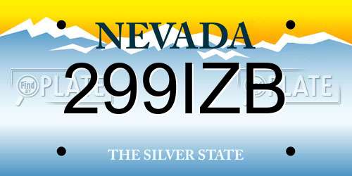 299IZB Nevada License Plate