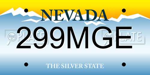 299MGE Nevada License Plate