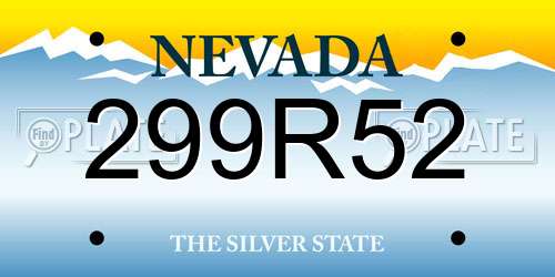 299R52 Nevada License Plate