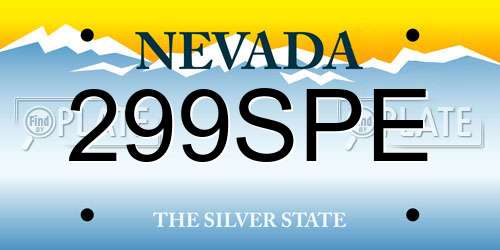 299SPE Nevada License Plate