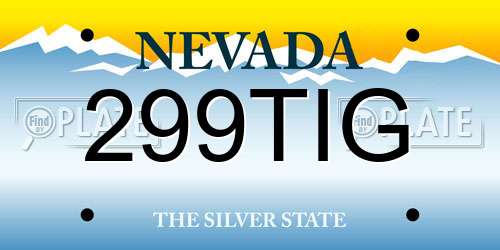 299TIG Nevada License Plate