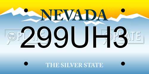 299UH3 Nevada License Plate