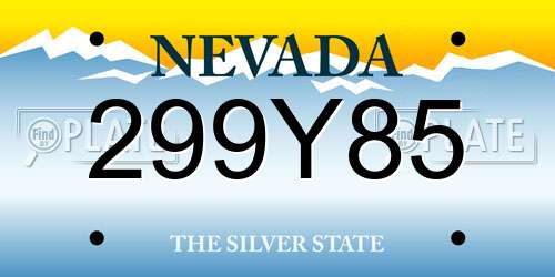 299Y85 Nevada License Plate