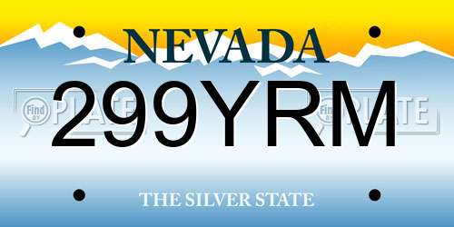 299YRM Nevada License Plate