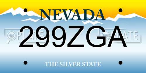 299ZGA Nevada License Plate