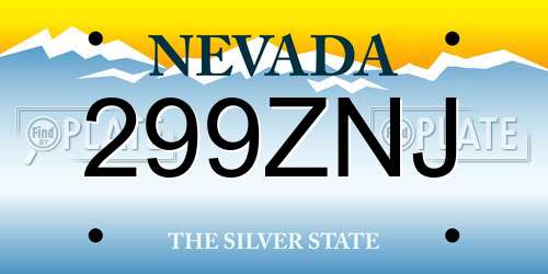 299ZNJ Nevada License Plate