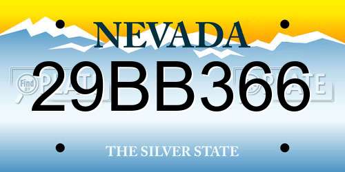 29BB366 Nevada License Plate