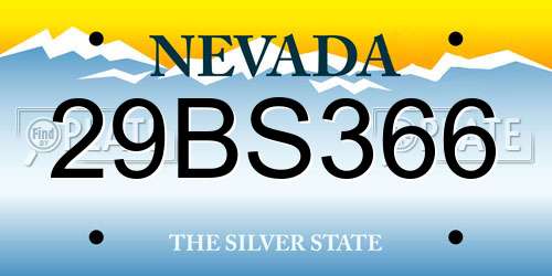 29BS366 Nevada License Plate