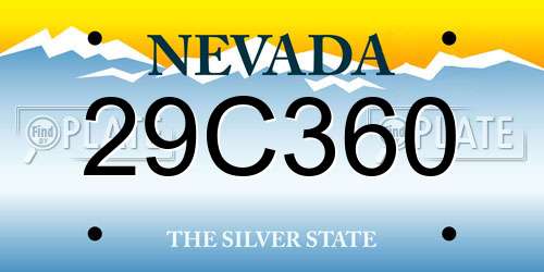 29C360 Nevada License Plate
