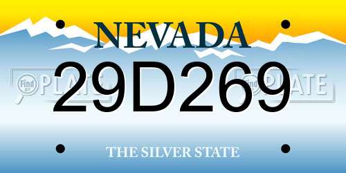 29D269 Nevada License Plate