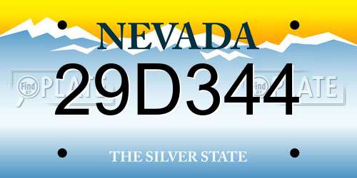 29D344 Nevada License Plate