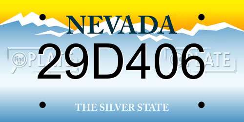 29D406 Nevada License Plate
