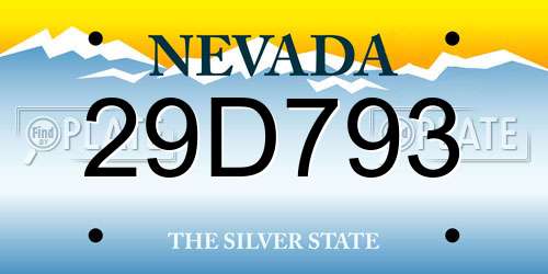 29D793 Nevada License Plate