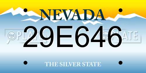 29E646 Nevada License Plate