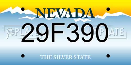 29F390 Nevada License Plate