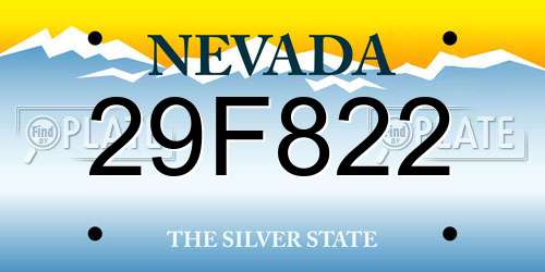 29F822 Nevada License Plate