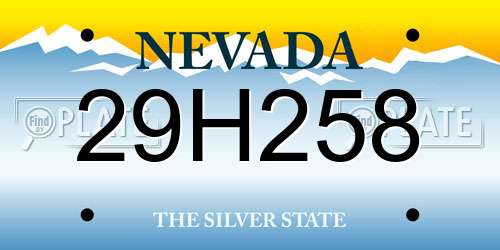 29H258 Nevada License Plate