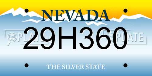 29H360 Nevada License Plate