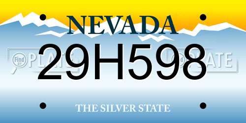 29H598 Nevada License Plate