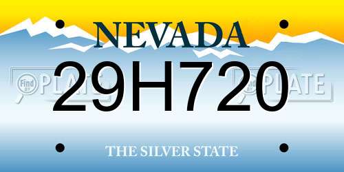 29H720 Nevada License Plate