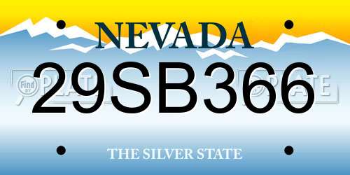 29SB366 Nevada License Plate