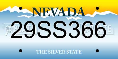 29SS366 Nevada License Plate