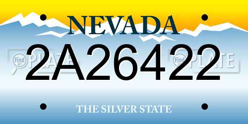 2A26422 Nevada License Plate