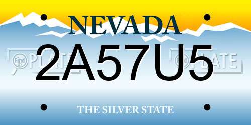 2A57U5 Nevada License Plate