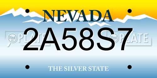 2A58S7 Nevada License Plate