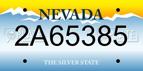 2A65385 Nevada License Plate