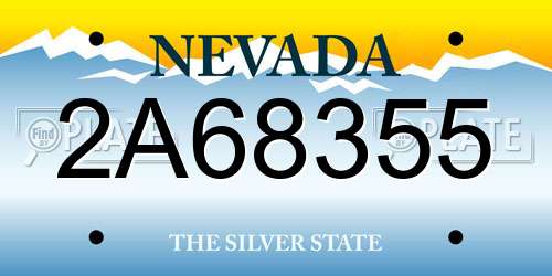 2A68355 Nevada License Plate