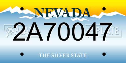 2A70047 Nevada License Plate
