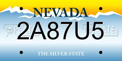 2A87U5 Nevada License Plate