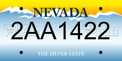 2AA1422 Nevada License Plate