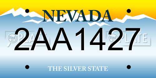 2AA1427 Nevada License Plate