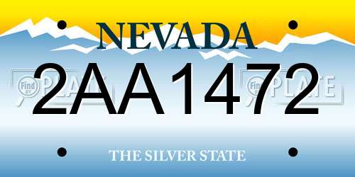 2AA1472 Nevada License Plate