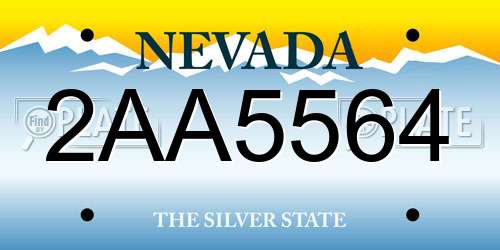 2AA5564 Nevada License Plate
