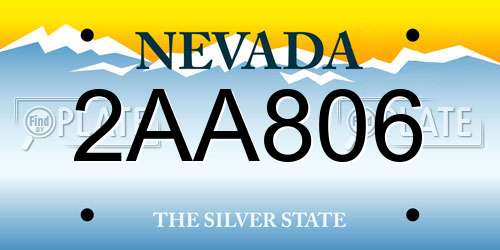 2AA806 Nevada License Plate