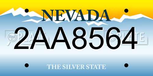 2AA8564 Nevada License Plate