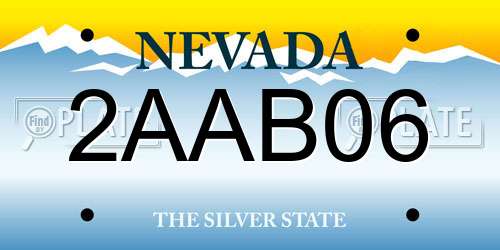 2AAB06 Nevada License Plate