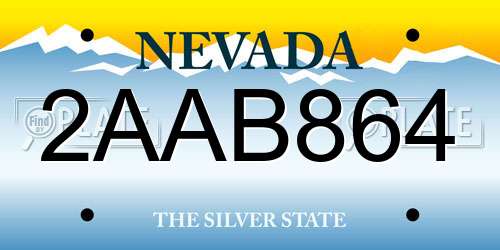 2AAB864 Nevada License Plate
