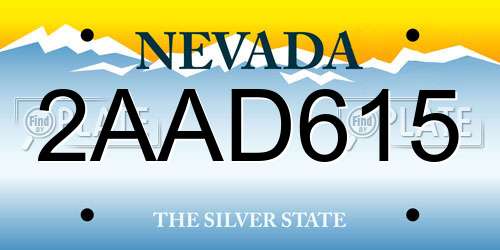 2AAD615 Nevada License Plate