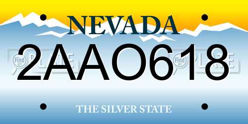 2AAO618 Nevada License Plate