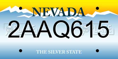 2AAQ615 Nevada License Plate