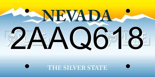 2AAQ618 Nevada License Plate