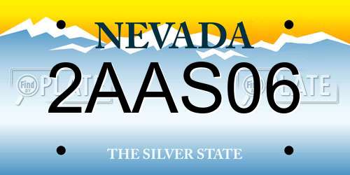 2AAS06 Nevada License Plate