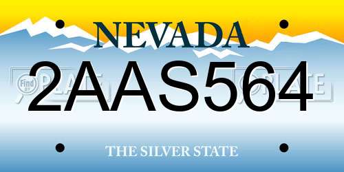 2AAS564 Nevada License Plate