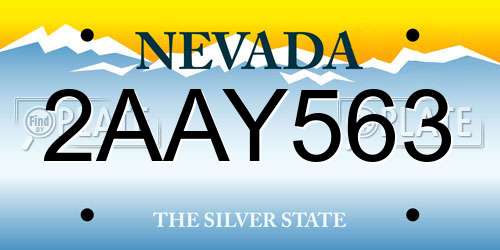 2AAY563 Nevada License Plate